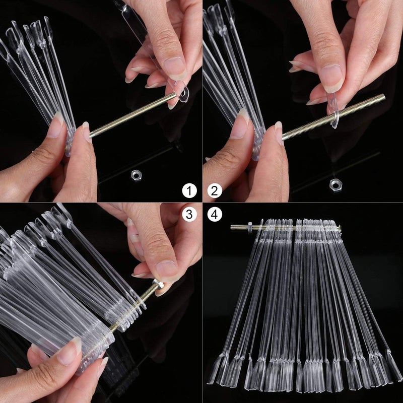 BTYMS 200 Pieces Clear Square Nail Tips Color Display Swatches With Metal Screw Holder Fan Shaped Plastic Sample Stick - Image 3